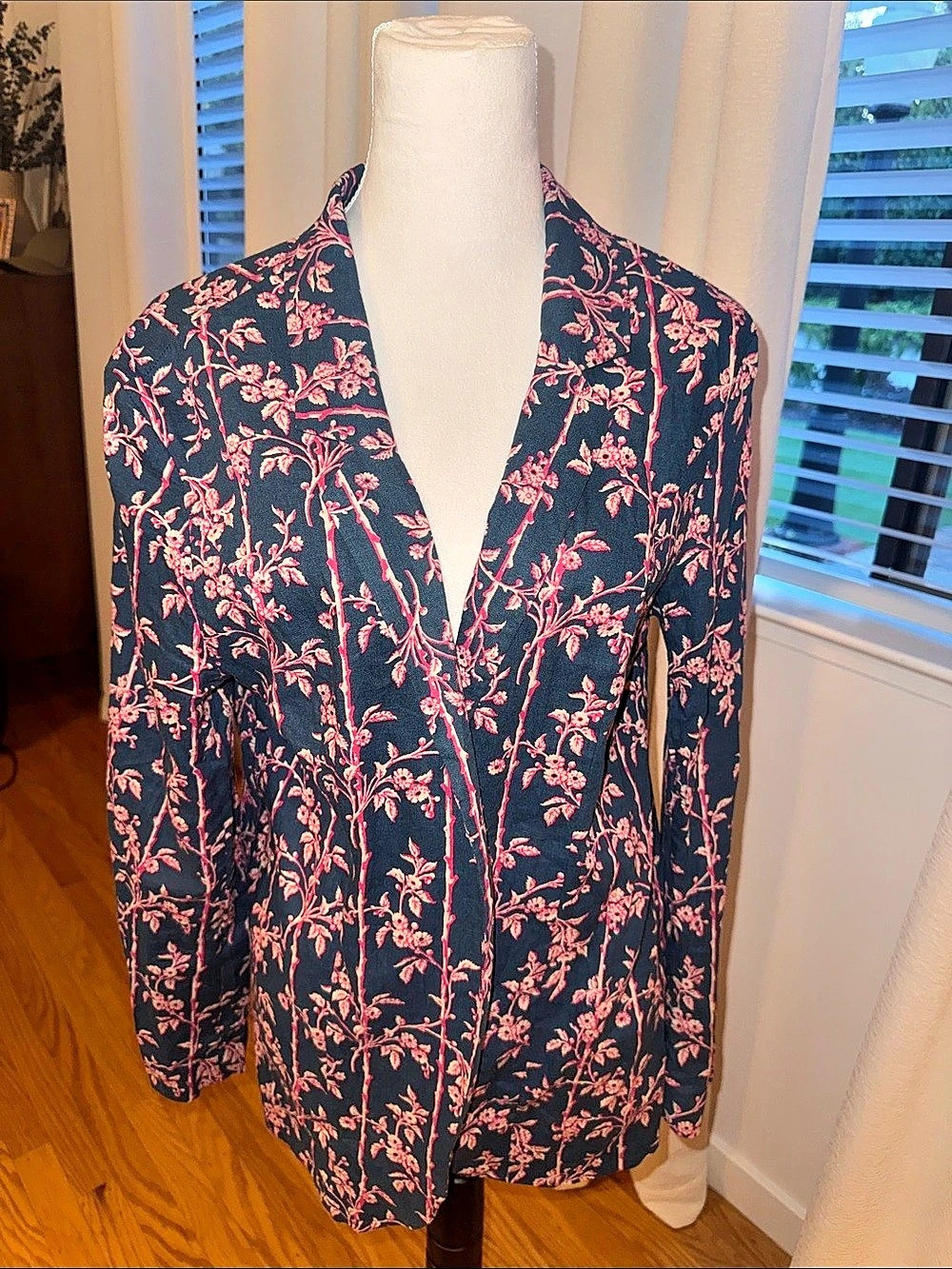 Free People  Floral Blazer in Blue & Pink Size S NWT